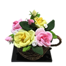 華やか四輪薔薇(籠付)