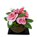 ピンクの薔薇(四輪・籠付)